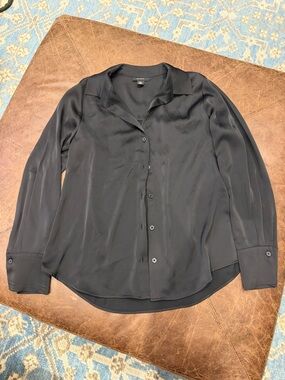 Halogen Black Satin Button-Down Shirt